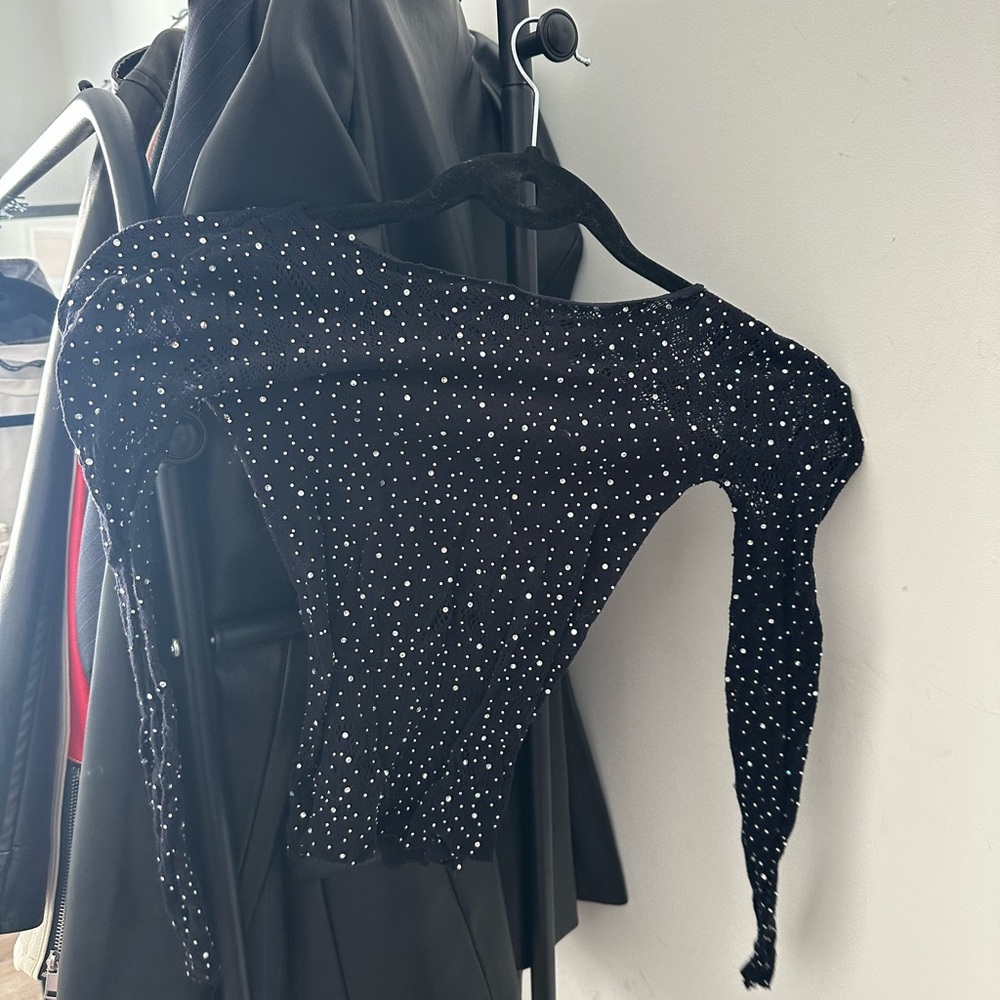 Black Long Sleeve Top with Gems